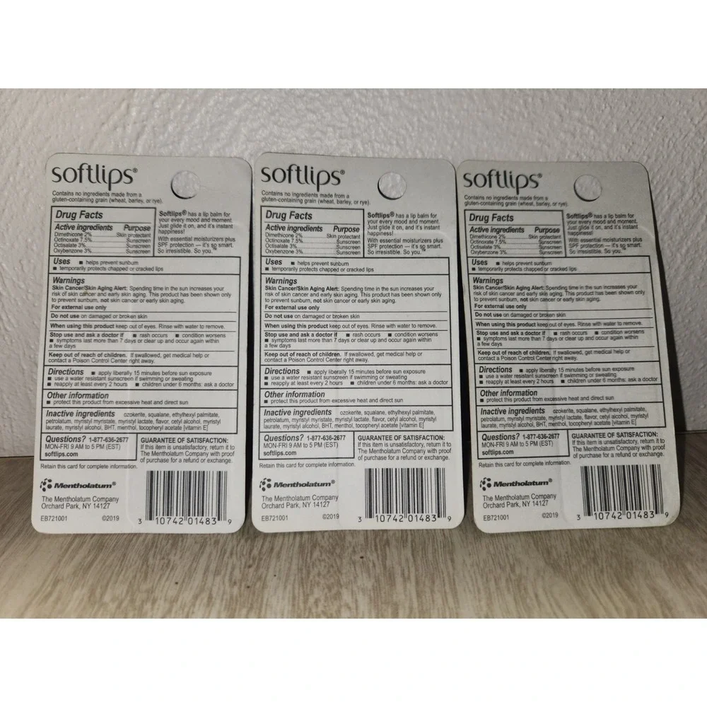 Lot of‎ (3) Softlips Vanilla & Watermelon packs of 2~ BNIP